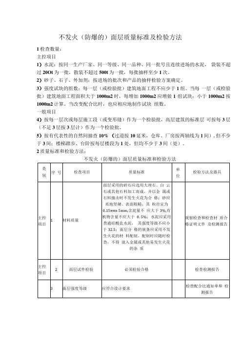 不发火(防爆的)面层质量标准及检验方法