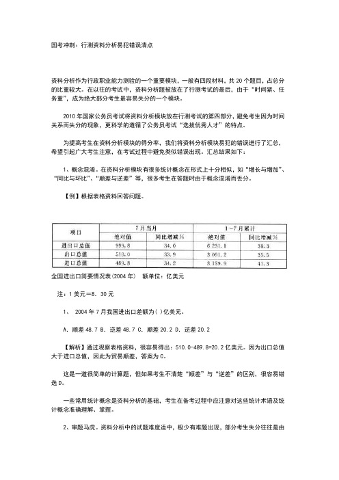 资料分析易错点分析