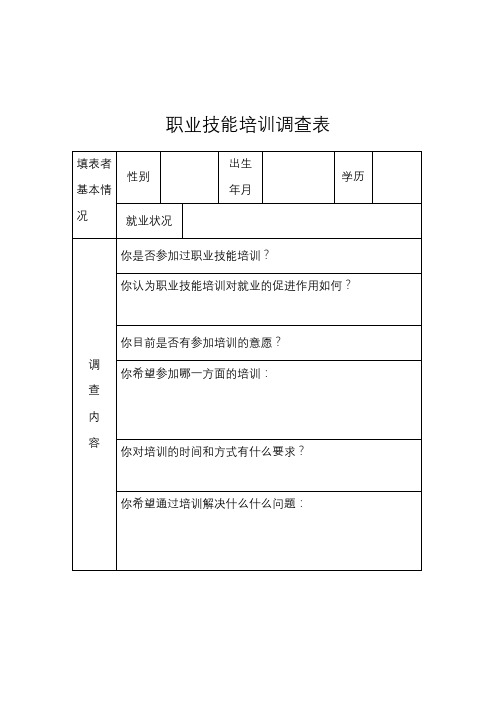 职业技能培训调查表【模板】