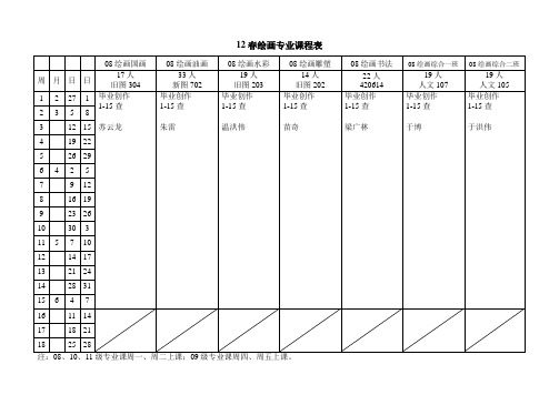 美术学院12春专业课表