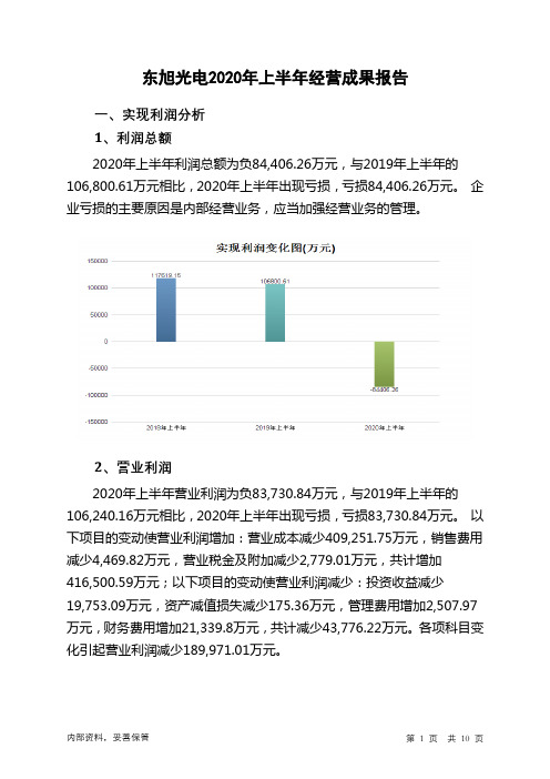 东旭光电2020年上半年经营成果报告