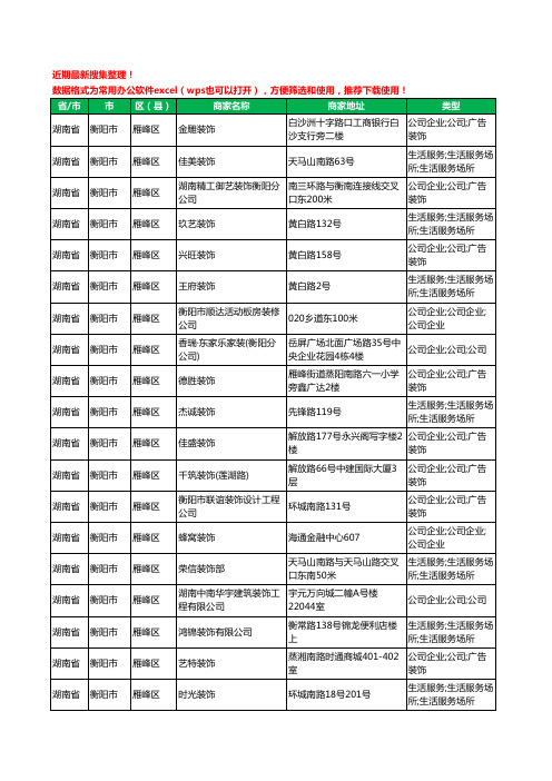 2020新版湖南省衡阳市雁峰区装修公司工商企业公司商家名录名单黄页联系方式电话大全42家