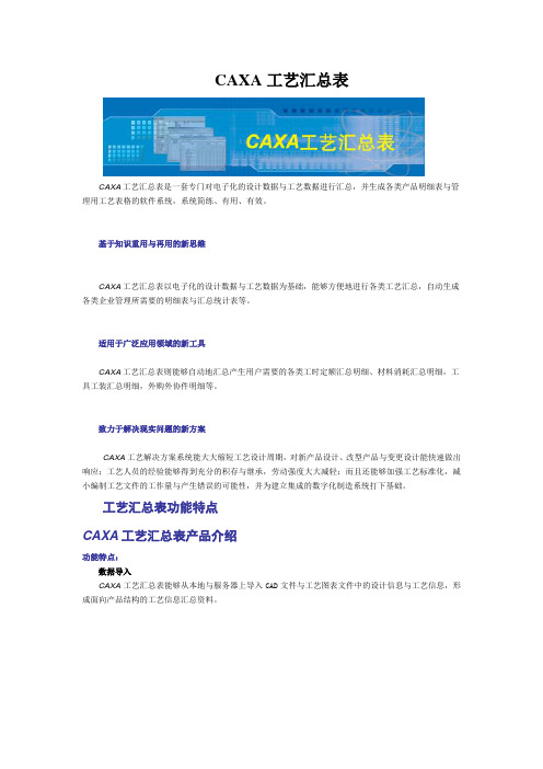 CAXA工艺汇总表