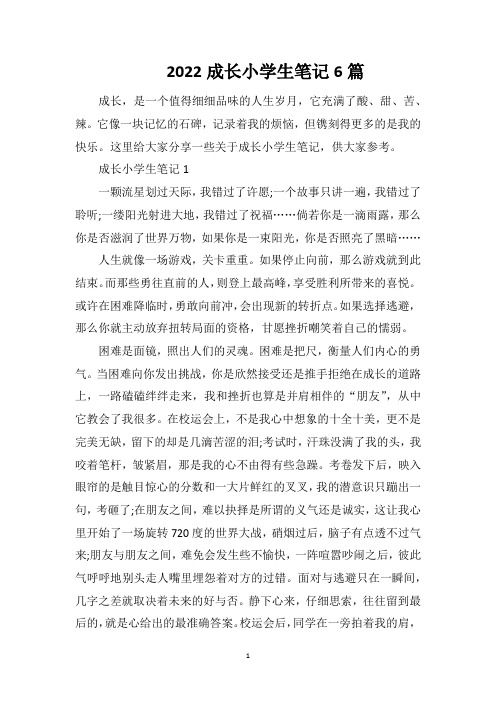 2022成长小学生笔记6篇