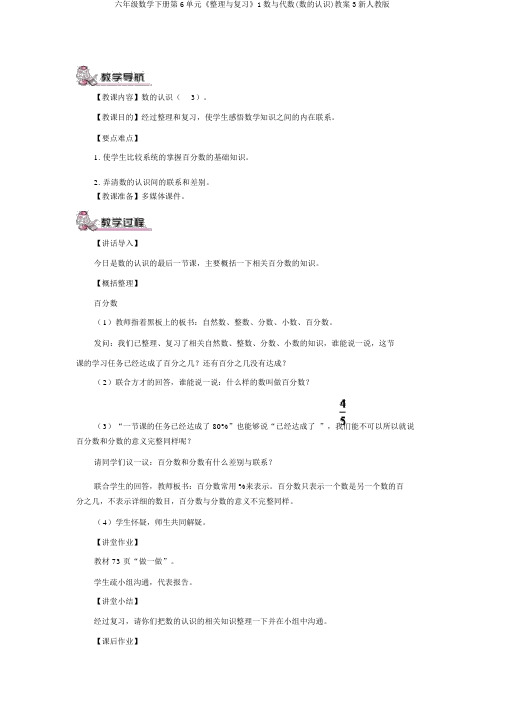 六年级数学下册第6单元《整理与复习》1数与代数(数的认识)教案3新人教版