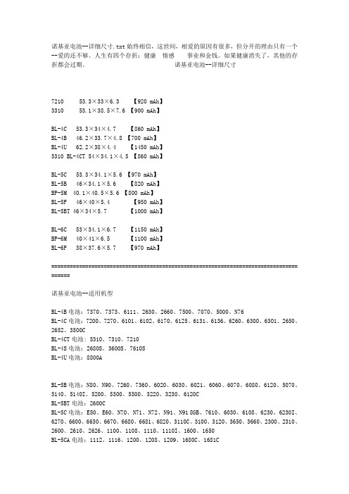 诺基亚电池--详细尺寸