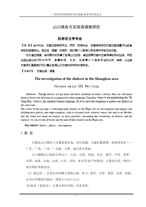 山口镇各方言俗语调查研究