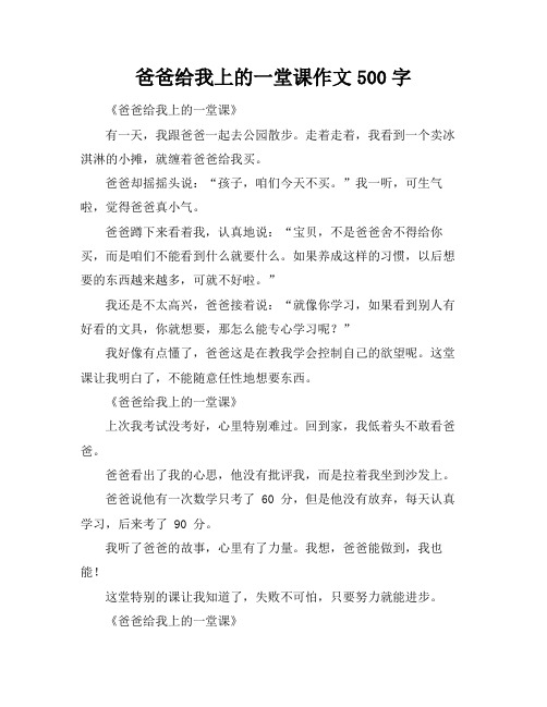 爸爸给我上的一堂课作文500字