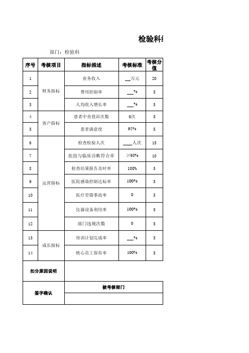 检验科绩效考核标准