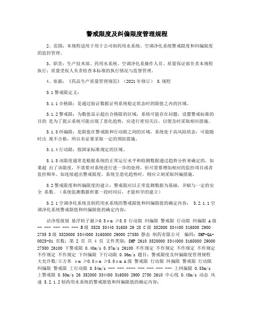 警戒限度及纠偏限度管理规程