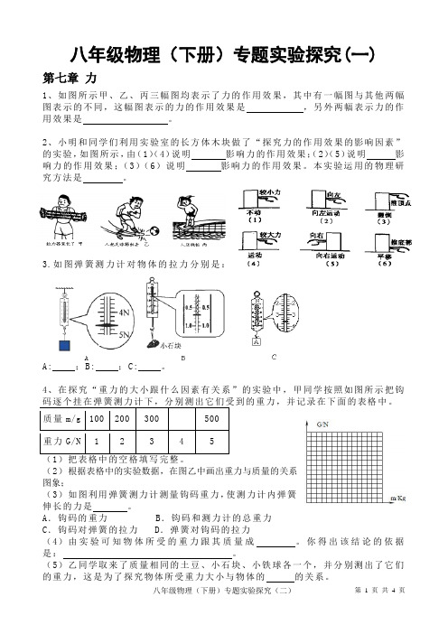 八年级物理(下册)专题实验探究(一)