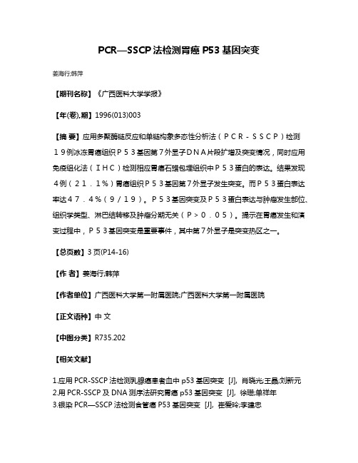 PCR—SSCP法检测胃癌P53基因突变