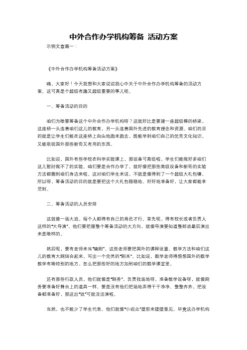 中外合作办学机构筹备 活动方案