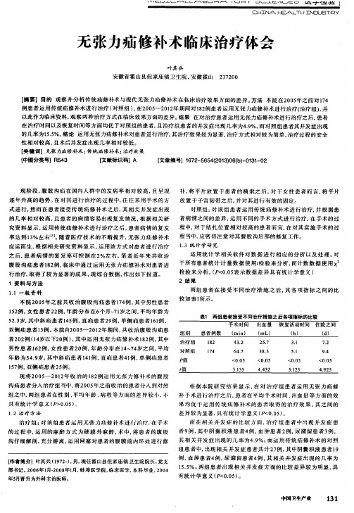 无张力疝修补术临床治疗体会