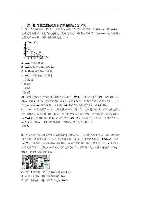 高一物理第二章 匀变速直线运动达标检测卷(Word版 含解析)