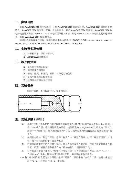 计算机科学与技术系autocad综合实验报告