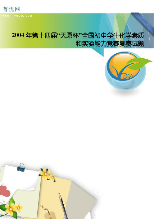 2004年第十四届“天原杯”全国初中学生化学素质和实验能力竞赛复赛试题