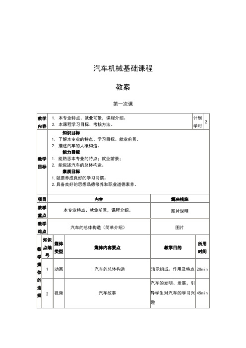 汽车机械基础教案