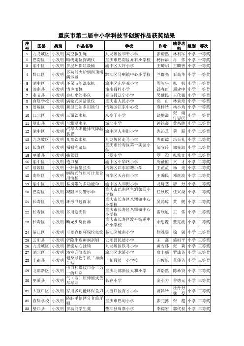 重庆市第二届科技节获奖公示