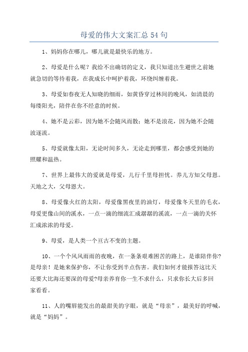 母爱的伟大文案汇总54句