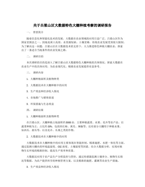 关于吕梁山区大数据特色大棚种植考察的调研报告