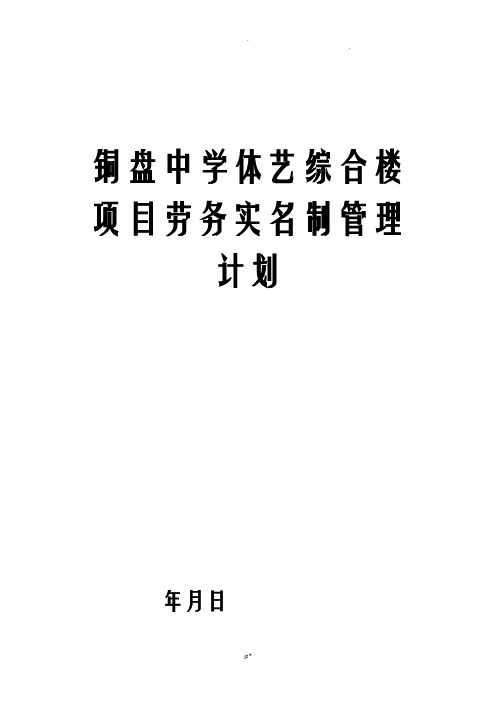 项目部劳务实名制管理实施计划书