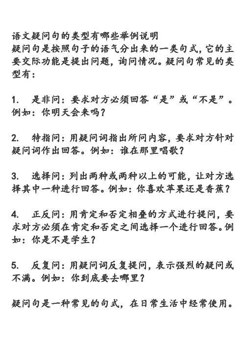 语文疑问句的类型有哪些举例说明