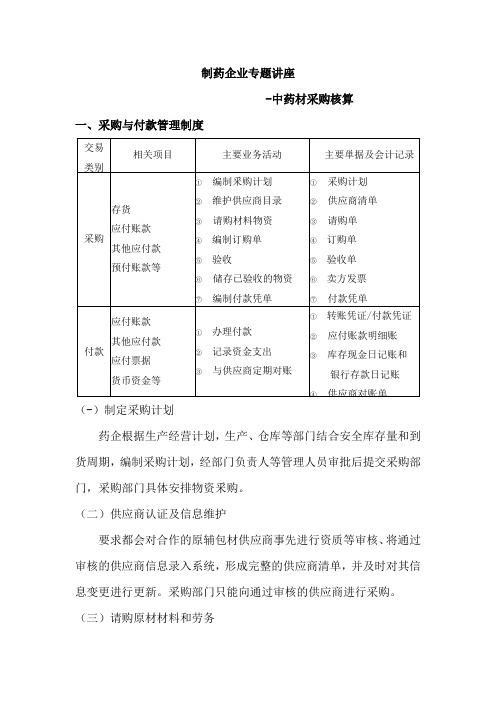 制药企业专题讲座-中药材采购的会计核算和税务处理方法