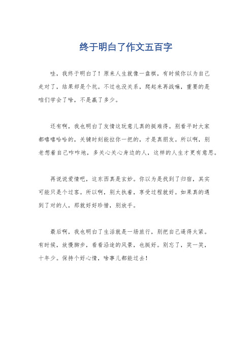 终于明白了作文五百字