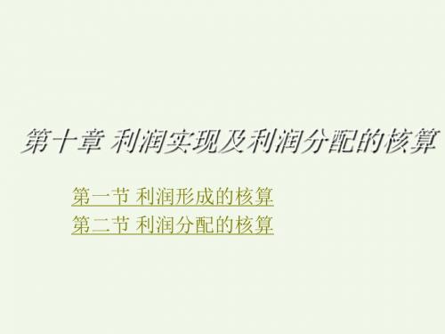 旅游企业会计第10章利润及利润分配的核算
