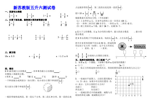 新苏教版小学数学五升六测试卷