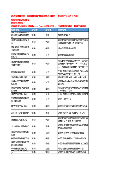 2020新版湖南省面砖-墙砖-地砖工商企业公司名录名单黄页联系方式大全69家