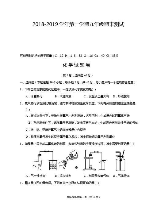 2018-2019学年第一学期九年级期末化学试题卷