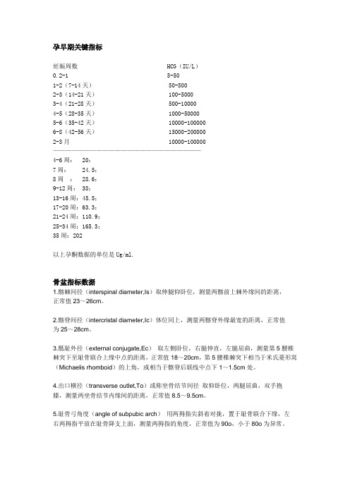 (完整版)怀孕期间各项指标正常值对比