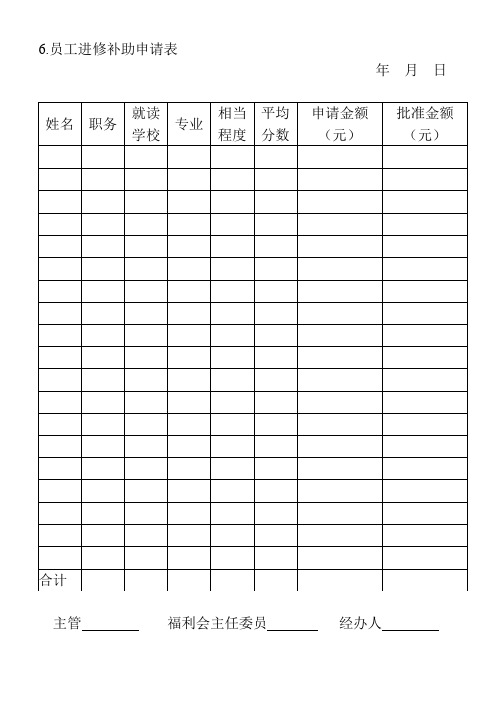 6.员工进修补助申请表