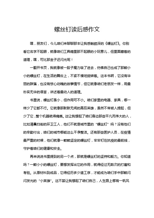 螺丝钉读后感作文