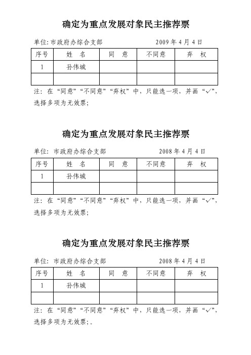 民主推荐票——精选推荐