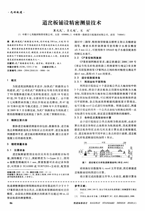 道岔板铺设精密测量技术