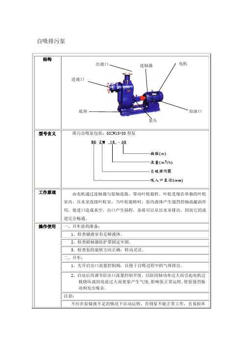 自吸排污泵结构原理