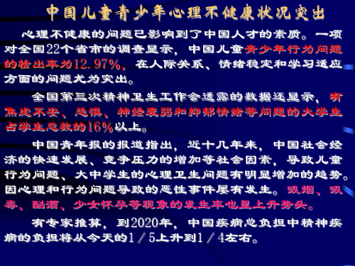 中小学生常见心理健康问题的识别及干预ppt课件