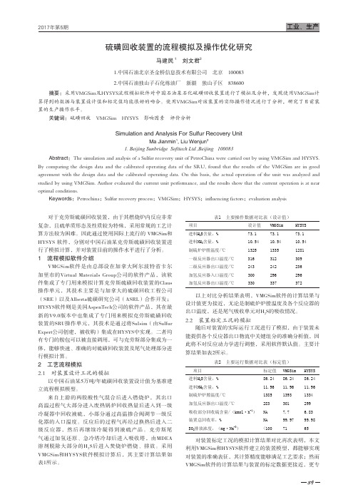 硫磺回收装置的流程模拟及操作优化研究