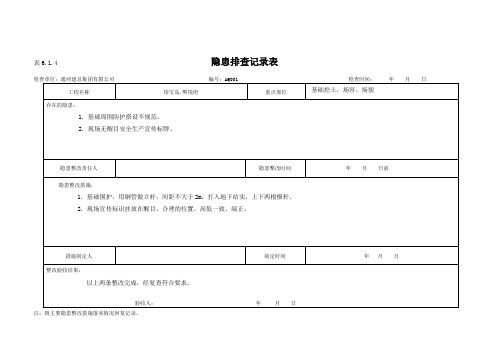 隐患排查记录表：6.1.4