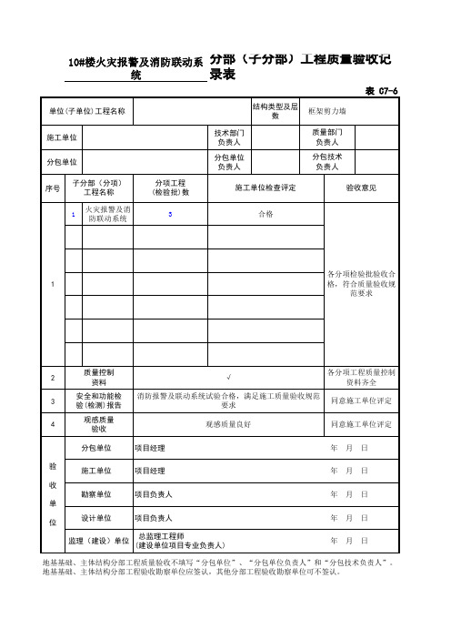 分部(子分部)工程验收记录表