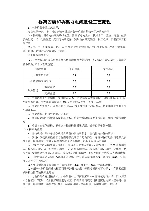 桥架安装和桥架内电缆敷设工艺流程