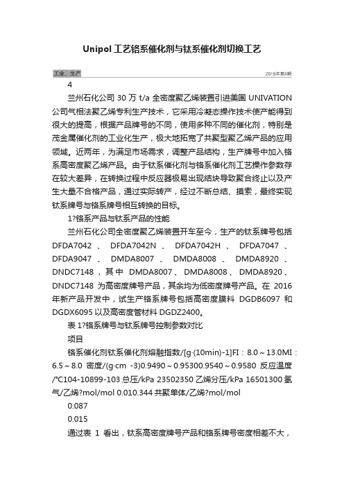 Unipol工艺铬系催化剂与钛系催化剂切换工艺