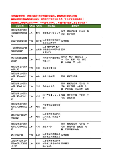 新版全国海澜之家工商企业公司商家名录名单联系方式大全34家