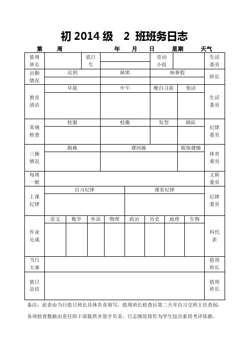 中学过程管理——班级日志