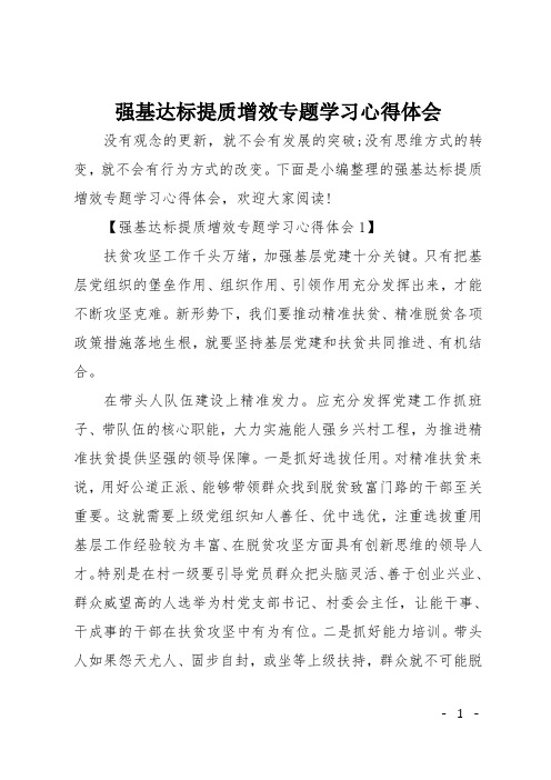 强基达标提质增效专题学习心得体会