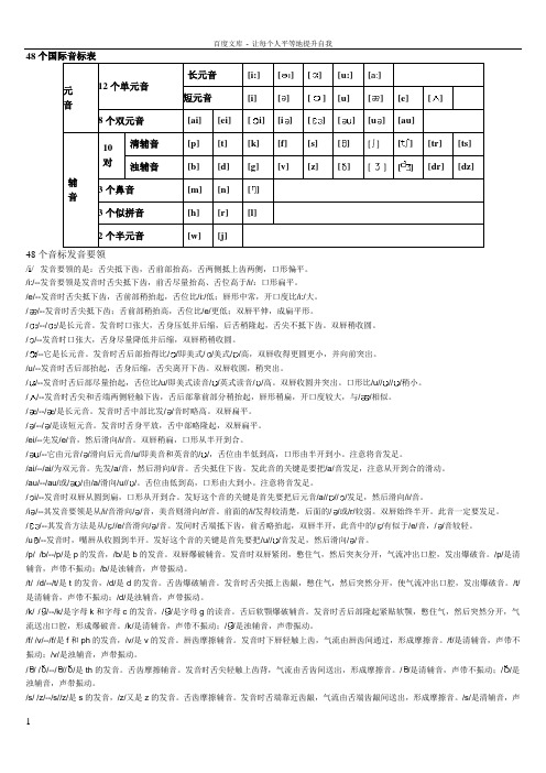 48个国际音标发音规则及要领注解