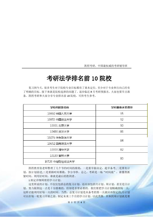 考研法学排名前10院校